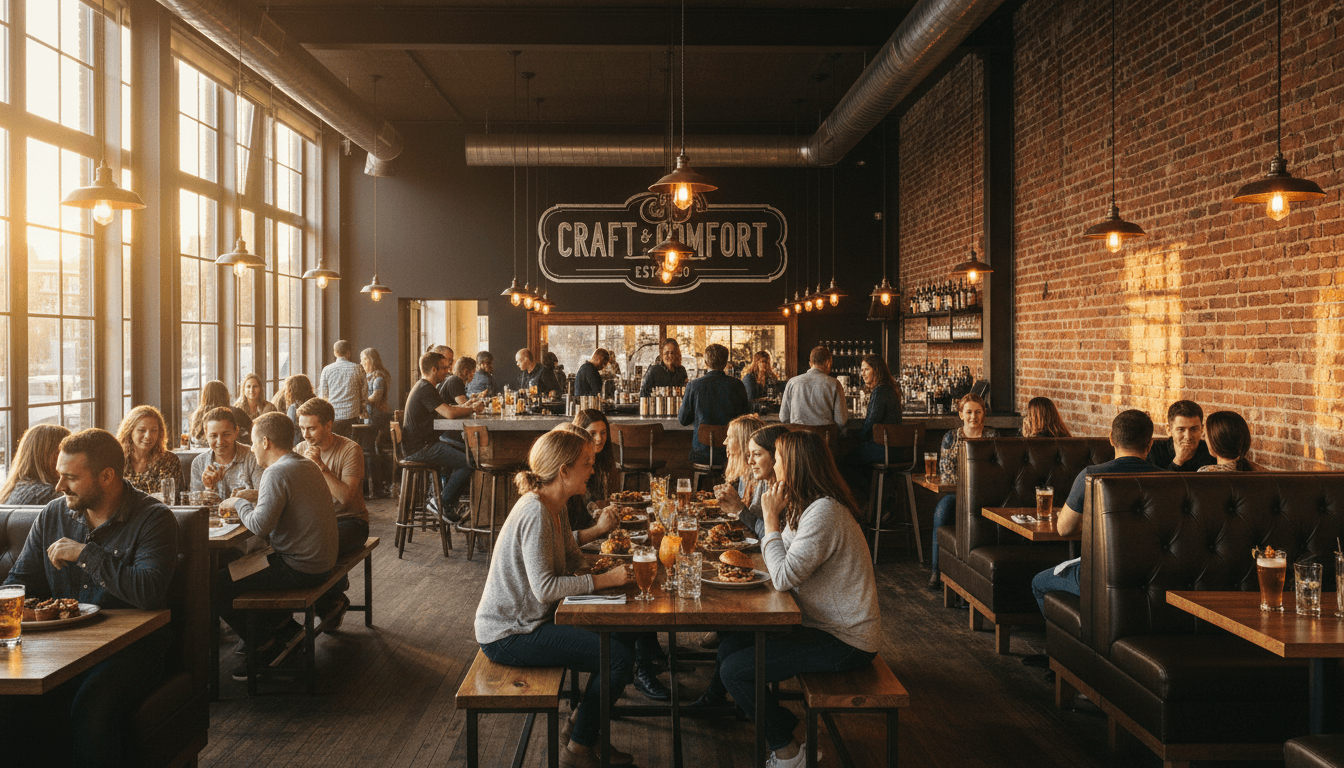 Relaxed gastropub space with welcoming design