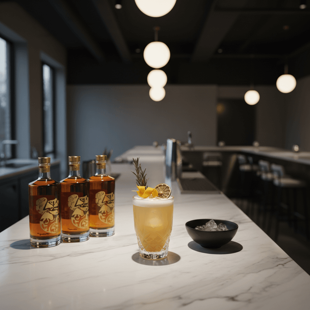 Craft cocktail bar with skilled bartender at work