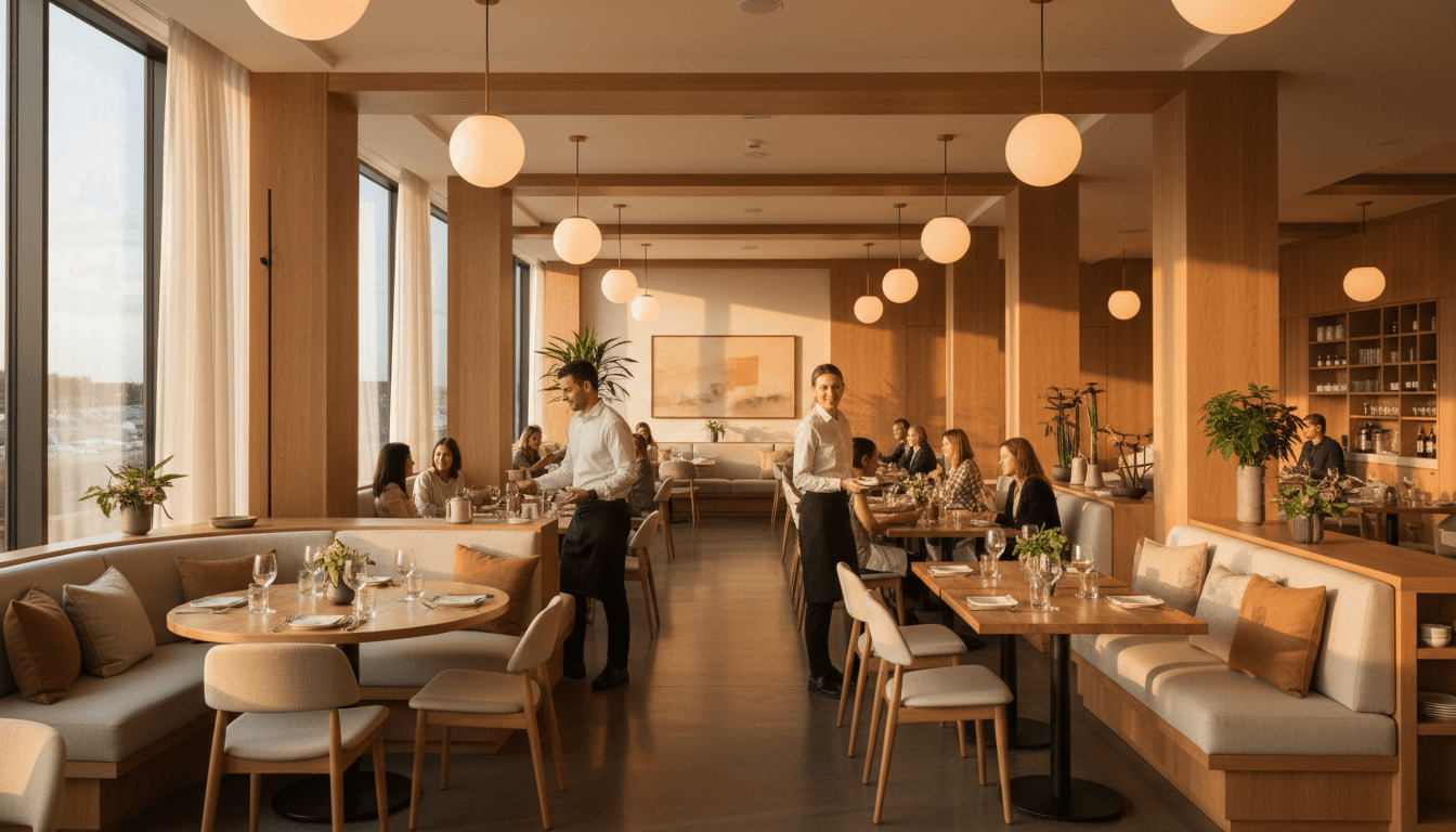 Contemporary restaurant with elegant bar and dining area